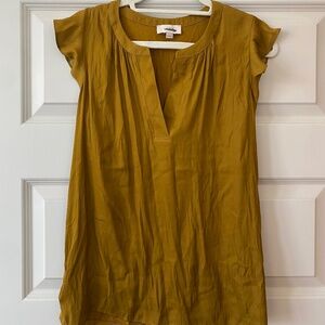 LOFT Mustard Ruffle Sleeve Blouse